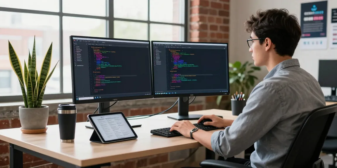 Developer utilizing instant indexing tools in a modern workspace.
