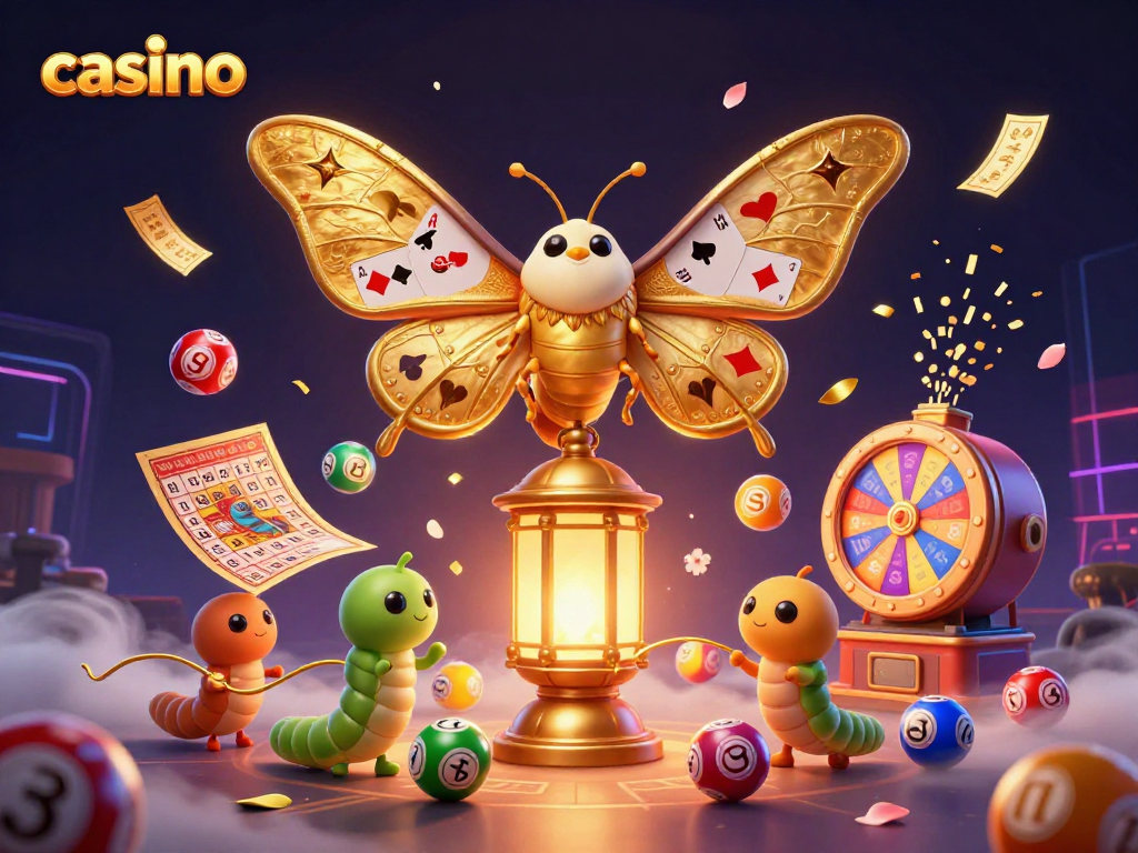 Engage with the vibrant casino atmosphere featuring an atlas moth and lively games.