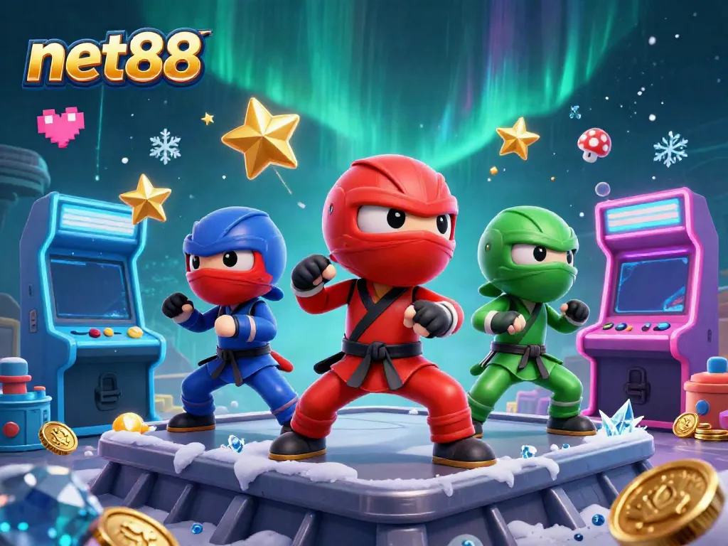 Engage with net88's vibrant casino scene featuring ninja chameleons and dynamic gaming elements.