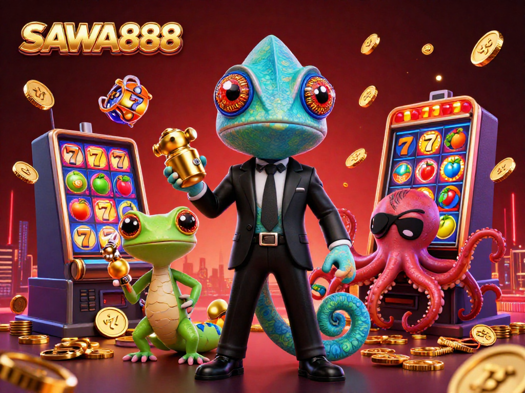 Experience the vibrant world of SAWA888 with thrilling slot games and colorful characters.