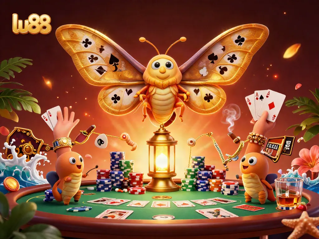 Experience thrilling gaming with LU88 in this vibrant casino scene filled with poker action.
