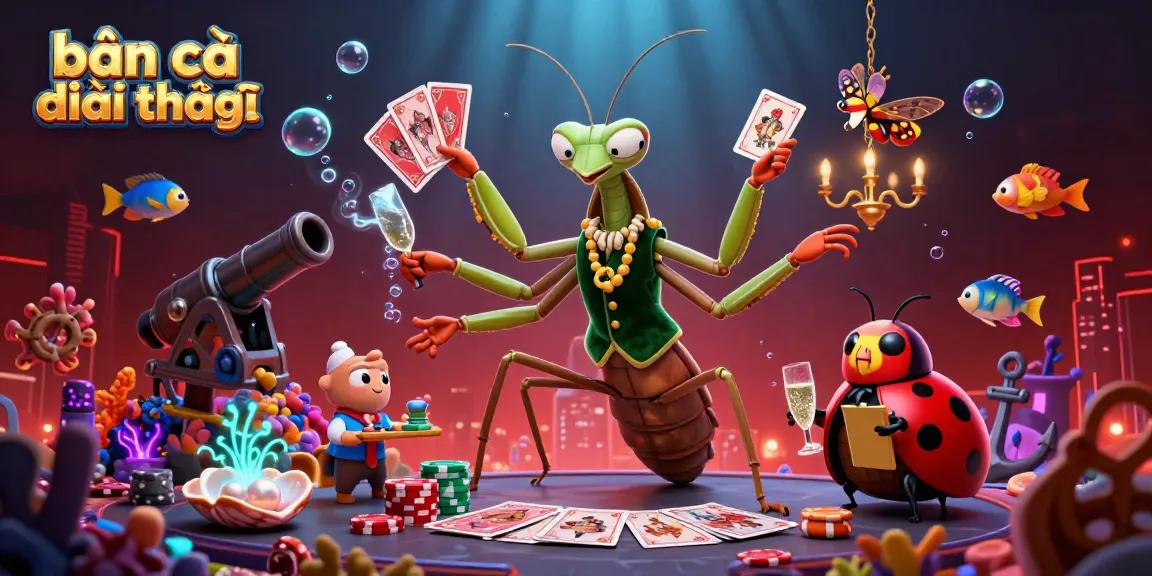Experience bắn cá đổi thưởng in a vibrant 3D underwater scene with colorful sea creatures and dynamic casino elements.