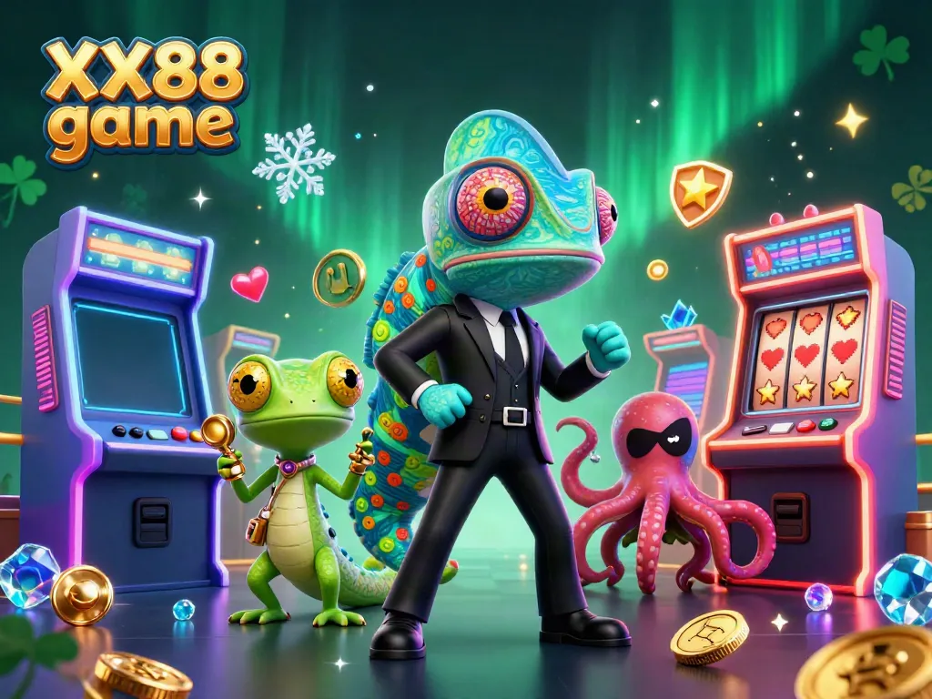 Engage with exciting XX88 game visuals featuring colorful characters and dynamic casino elements.