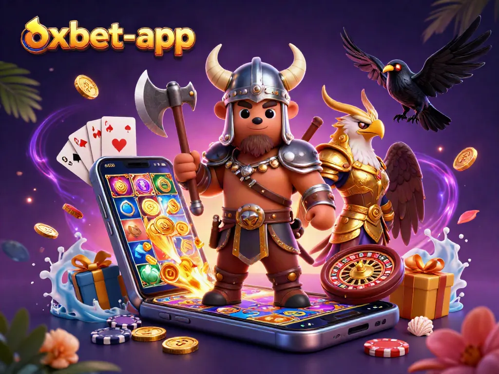 Exciting gameplay featuring oxbet-app with a Viking bear, Valkyrie eagle, and immersive casino elements.