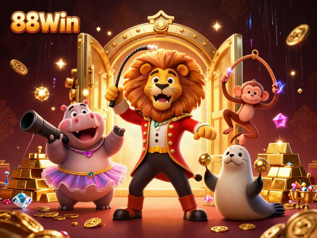 Experience vibrant action at 88Win with a lively circus scene bursting with treasures and exciting characters.