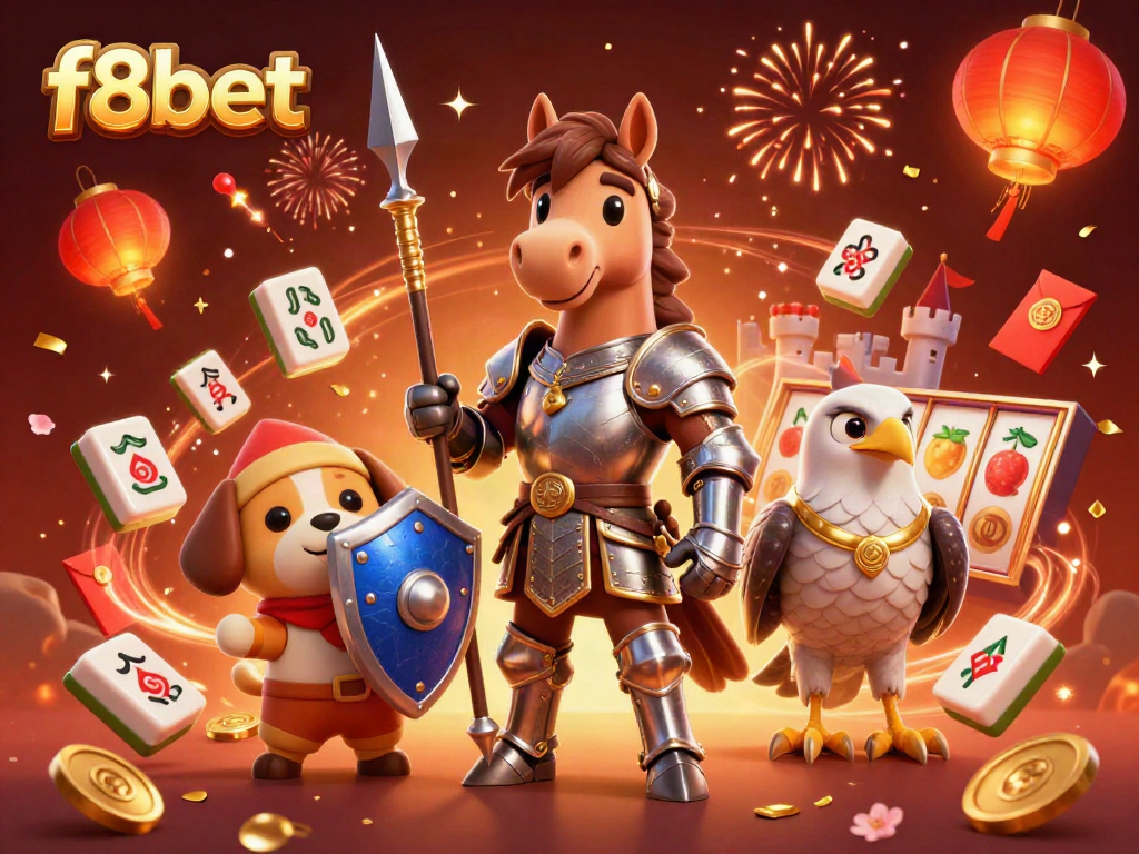 Experience the thrill of f8bet with a unique medieval twist in this vibrant casino illustration.