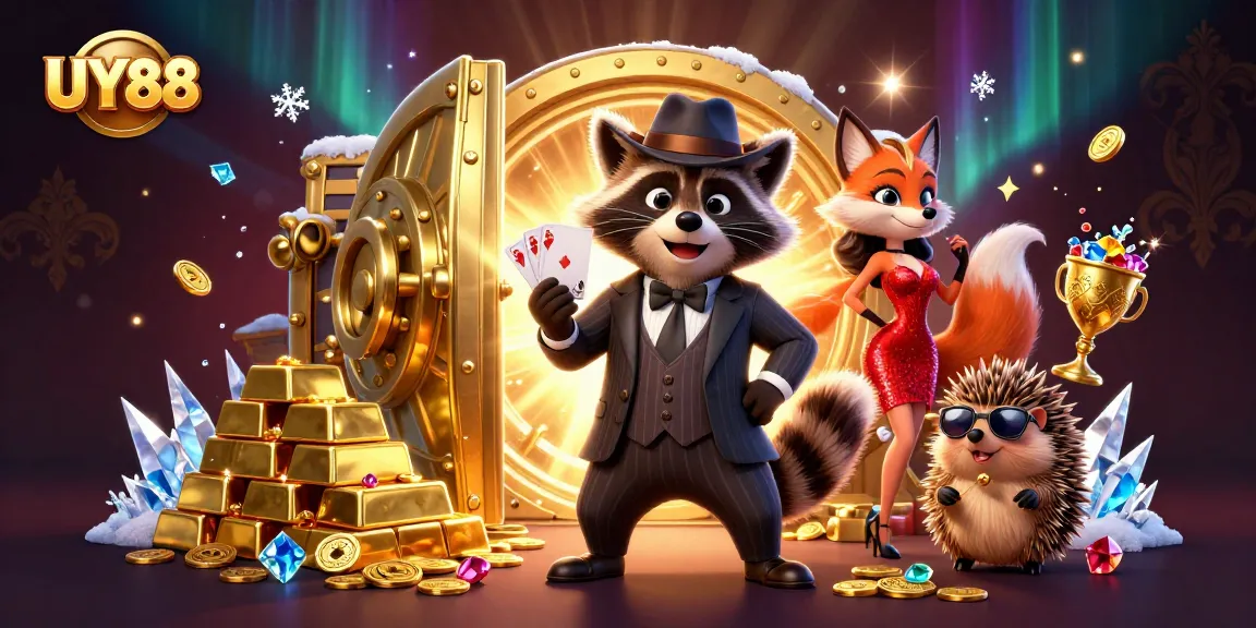 Join the excitement at UY88 with vibrant casino characters and treasure elements galore.