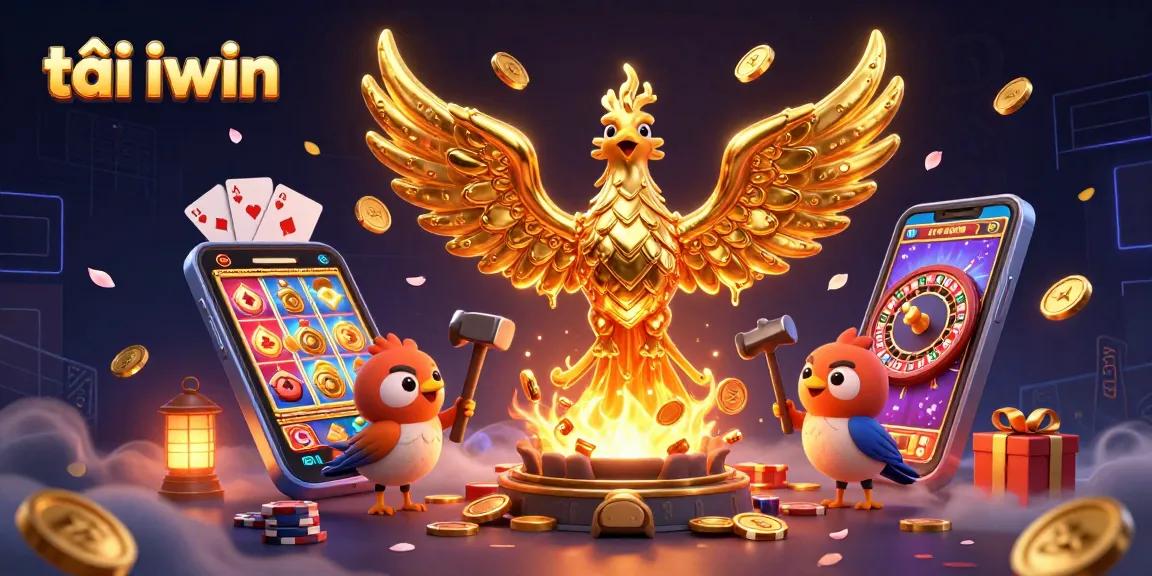 Play slot games and join the action with tải iwin on a vibrant 3D illustration.