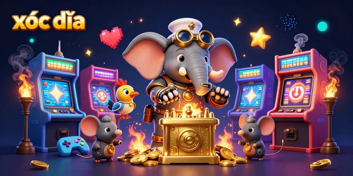 Play xóc đĩa with steampunk characters in vibrant casino scene filled with exciting game elements.
